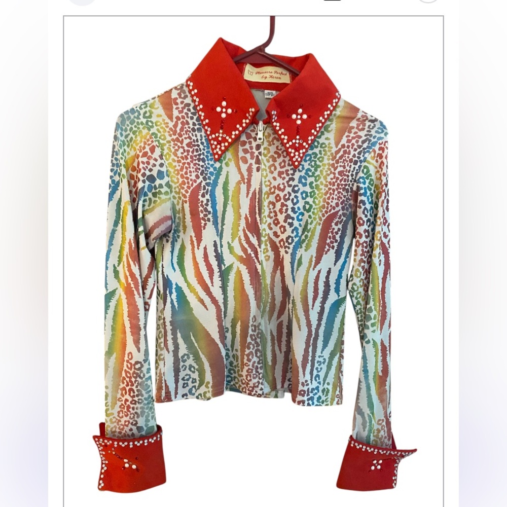 Pleasure perfect by Karen long sleeve embellished blouse. Girls size 10–12